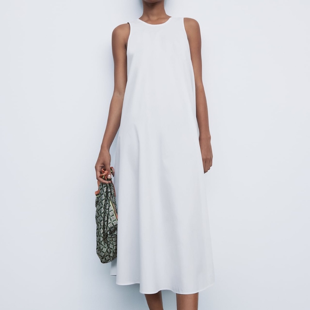 BRAND NEW White Maxi Dress w/POCKETS! Zara TRF